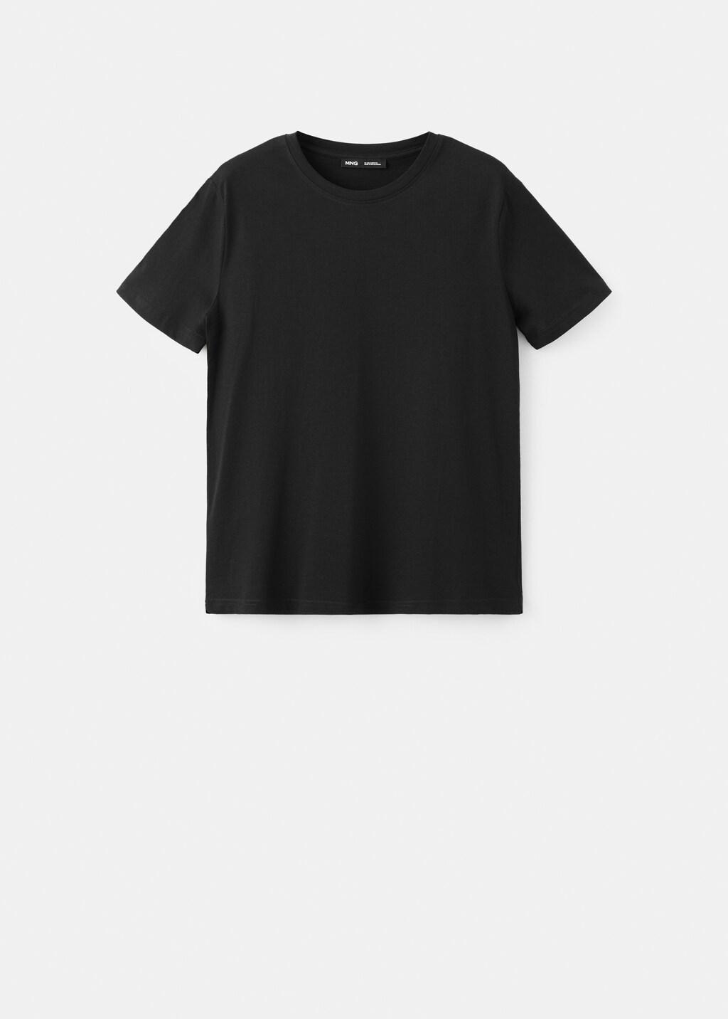 Black Rounded Neck Cotton T-Shirt, Black, large image number 8