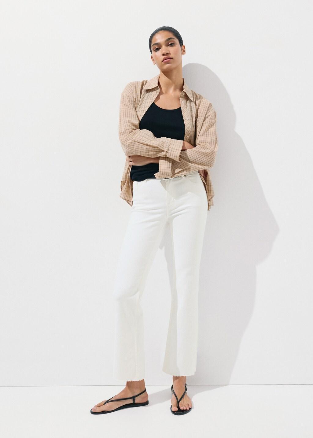 White Sienna Flared Cropped Jeans, White, medium