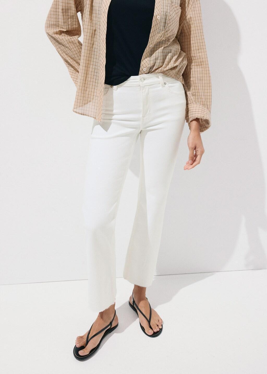 White Sienna Flared Cropped Jeans, White, large image number 3