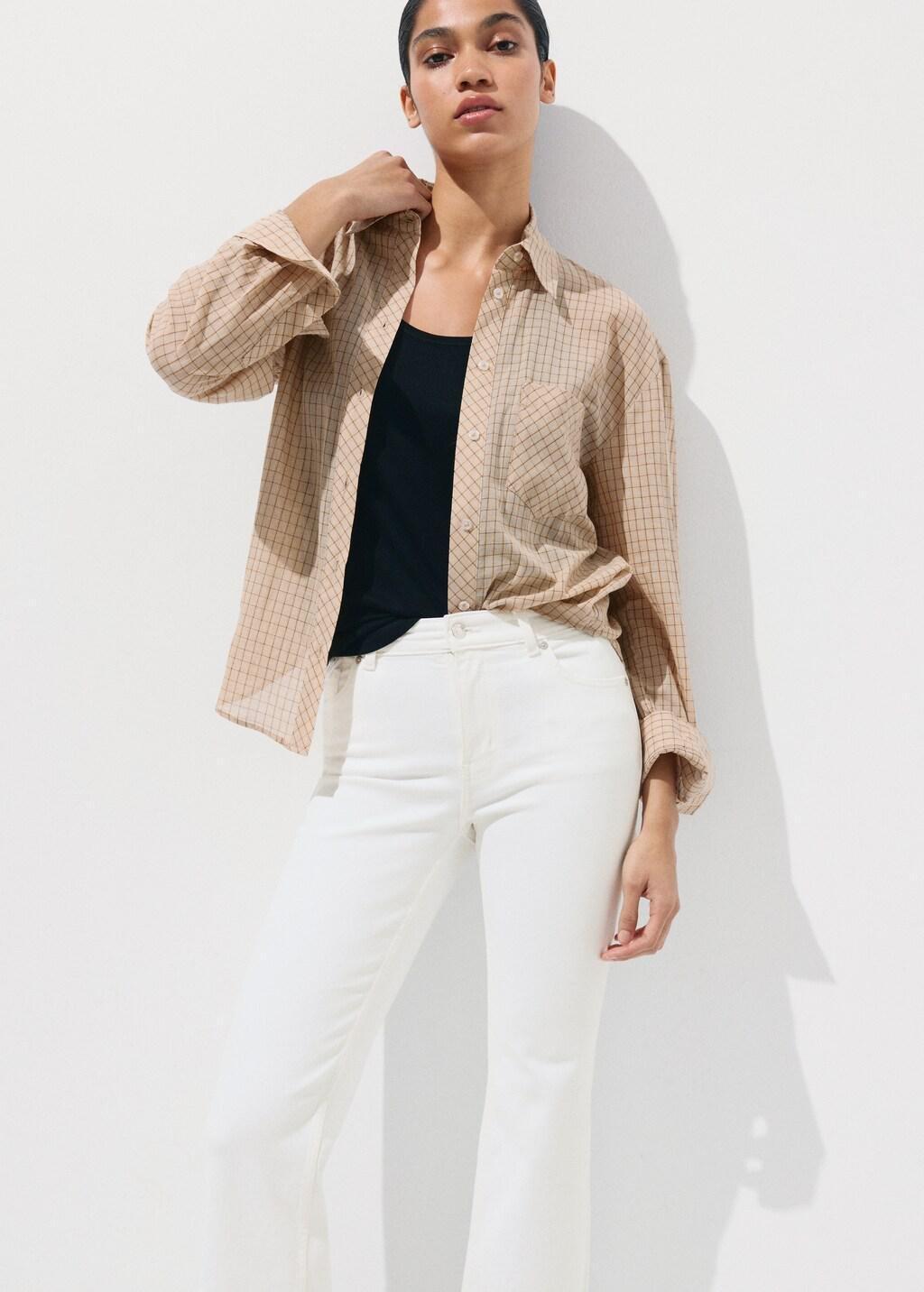 White Sienna Flared Cropped Jeans, White, large image number 4