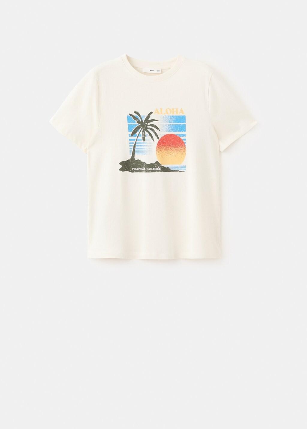 Beige Printed Cotton-Blend T-Shirt, Light Beige, large image number 6