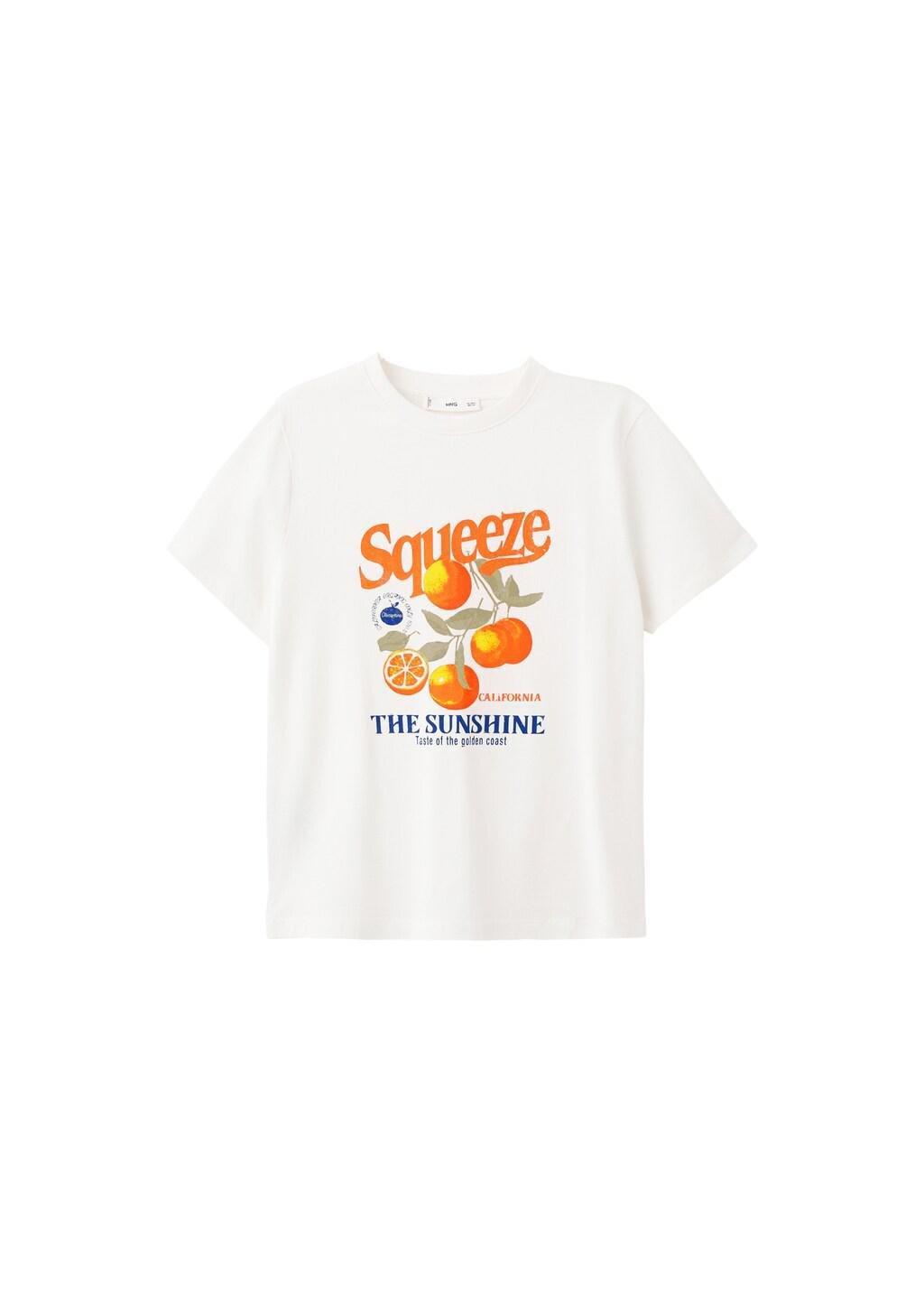 Orange Printed Cotton-Blend T-Shirt, Orange, large image number 5