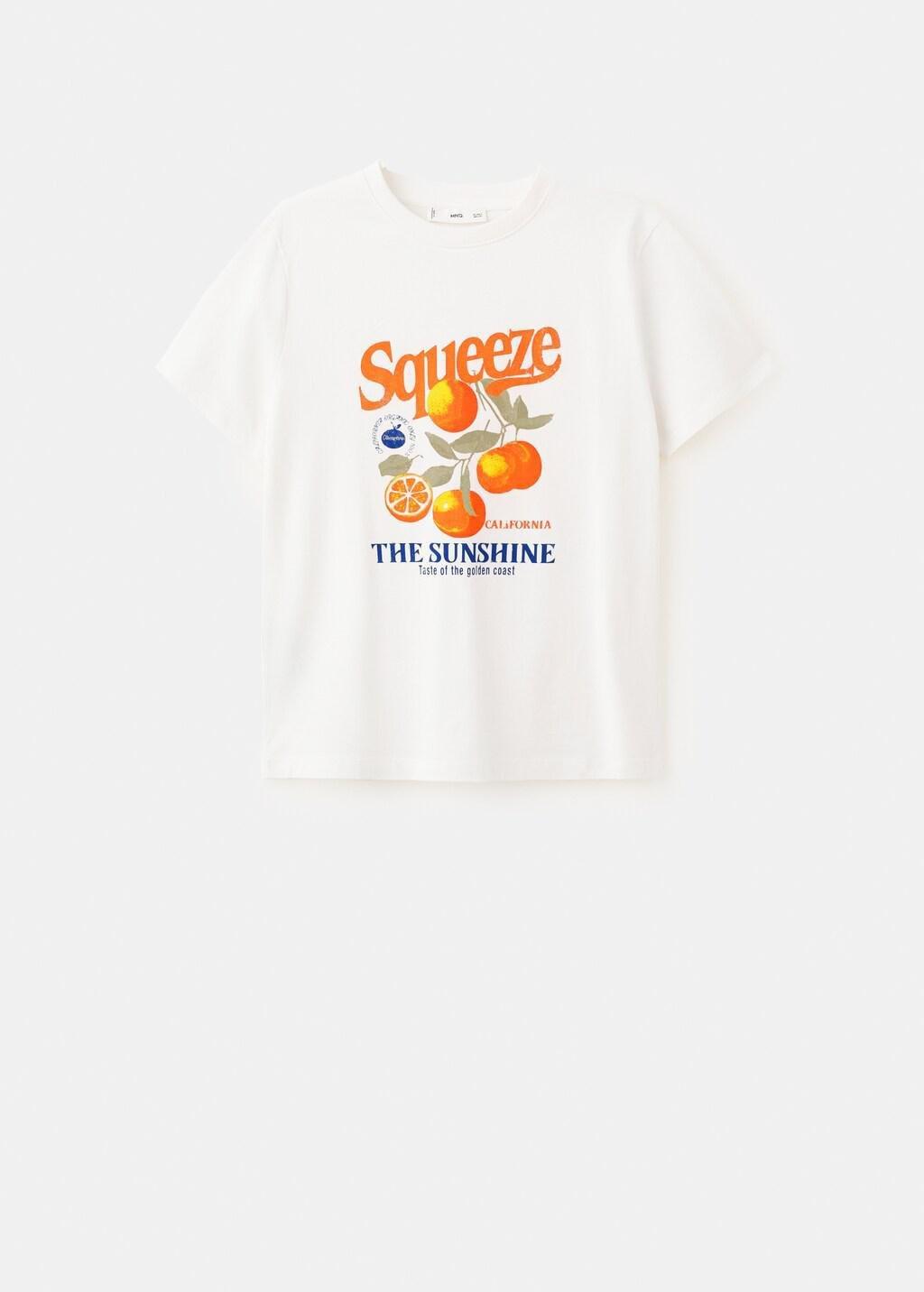Orange Printed Cotton-Blend T-Shirt, Orange, large image number 6
