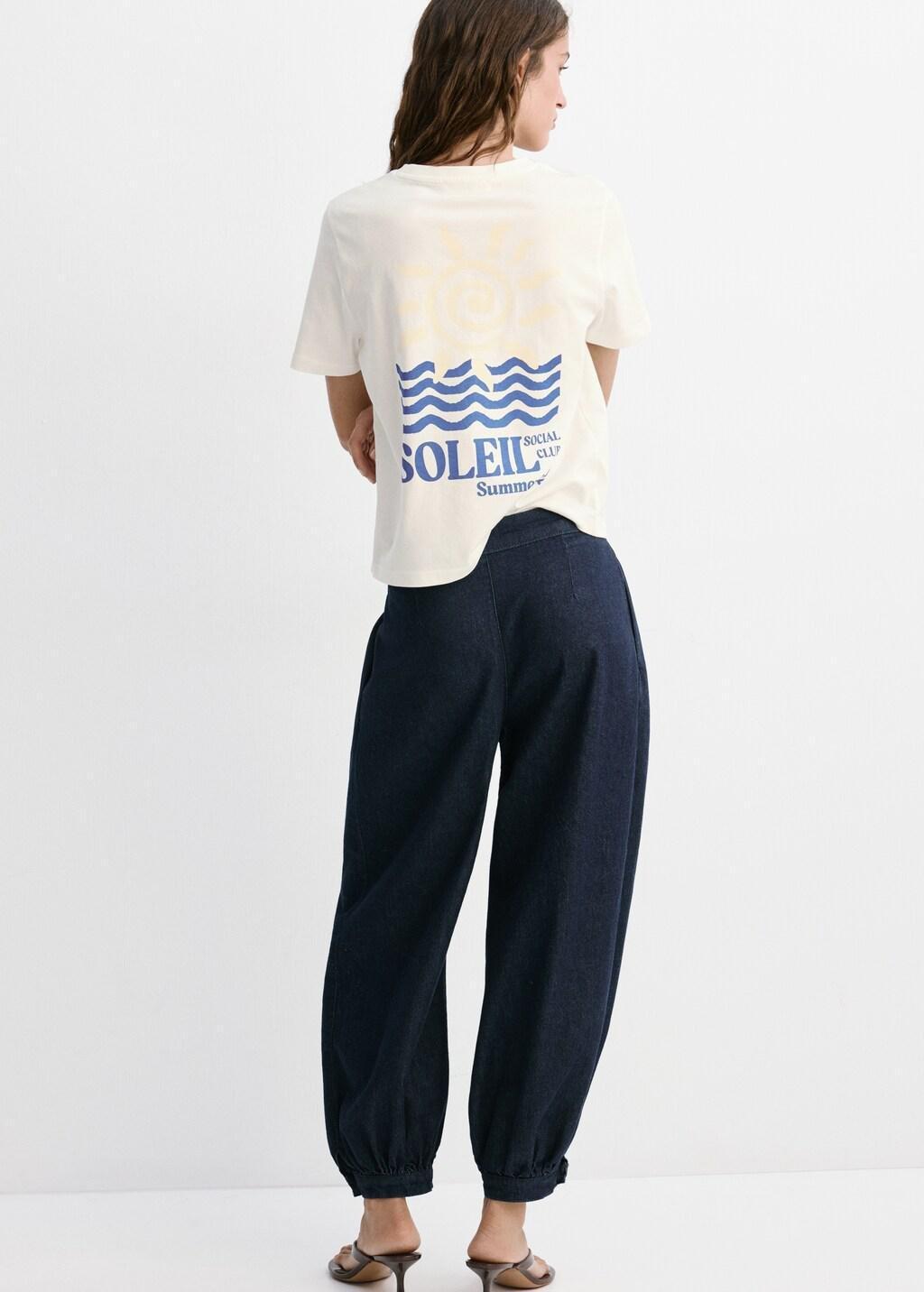 Blue Printed Cotton-Blend T-Shirt, Medium Blue, large image number 2