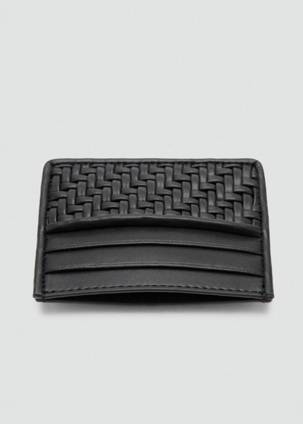Black Braided Cardholder, Black, medium