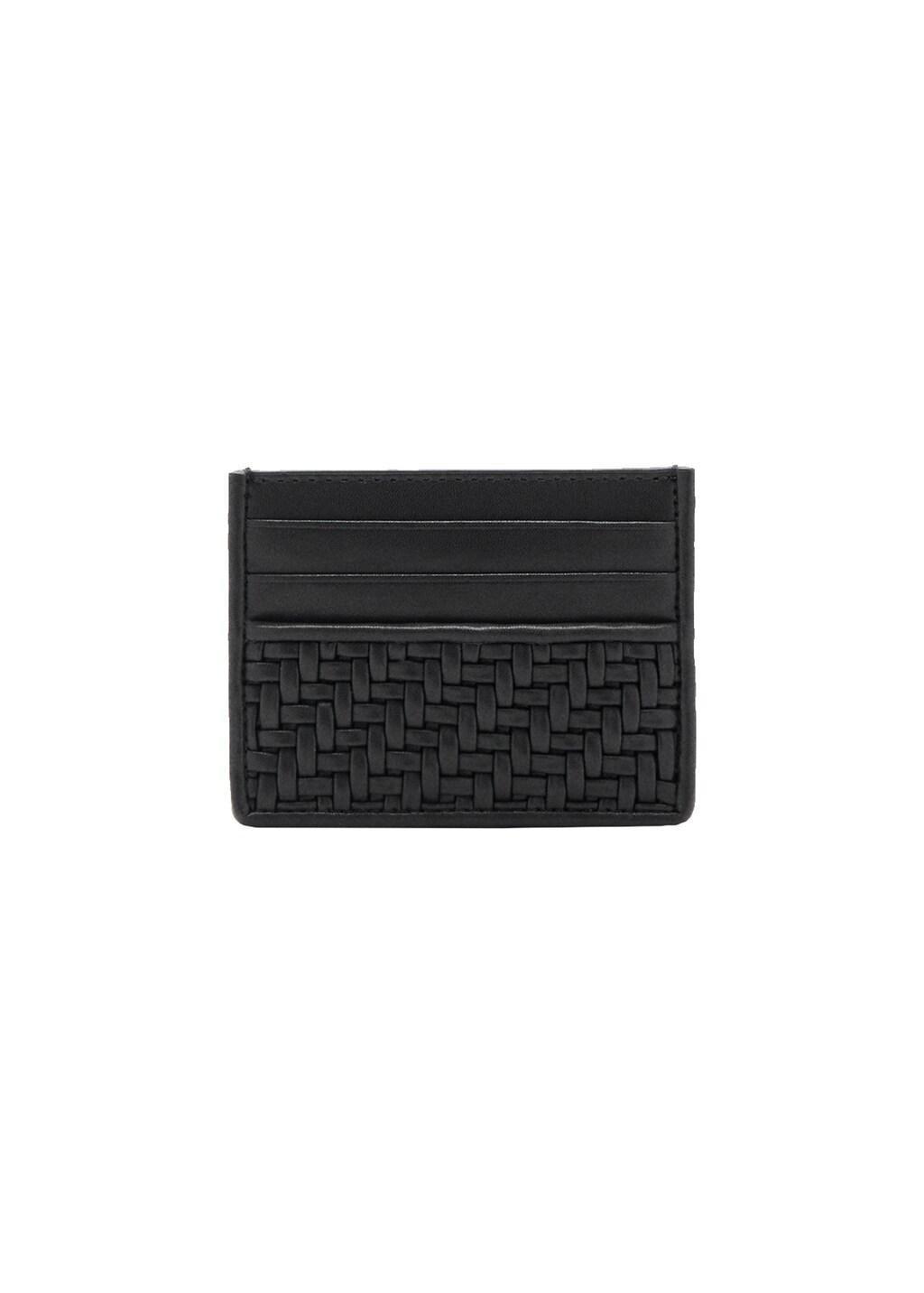 Black Braided Cardholder, Black, medium