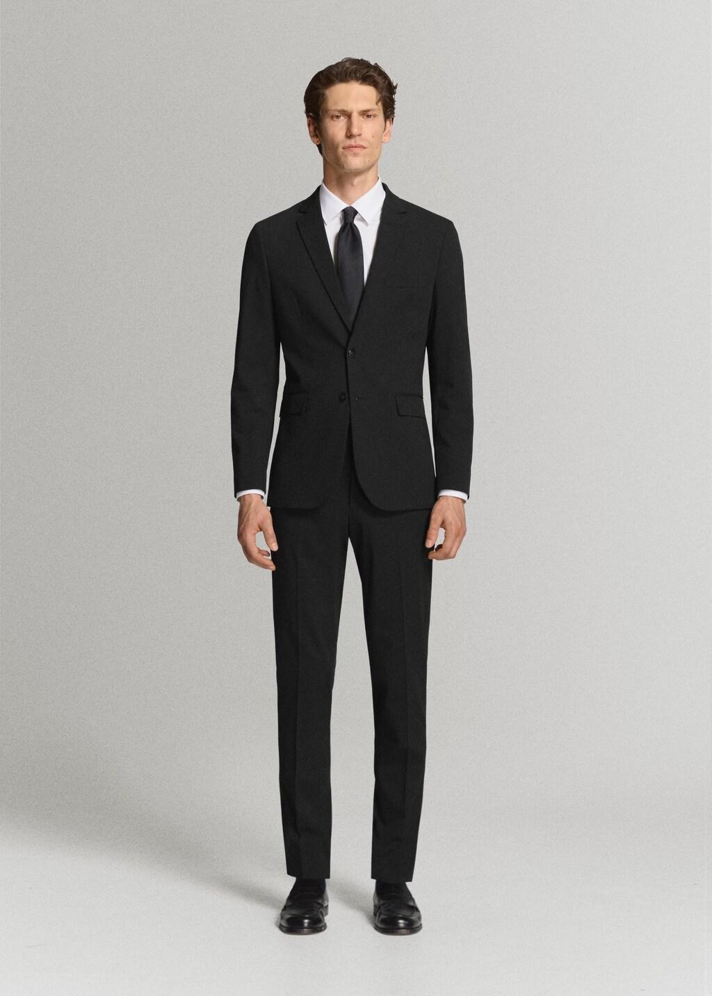Black Super Slim-Fit Suit Jacket In Stretch Fabric, Black, large image number 0