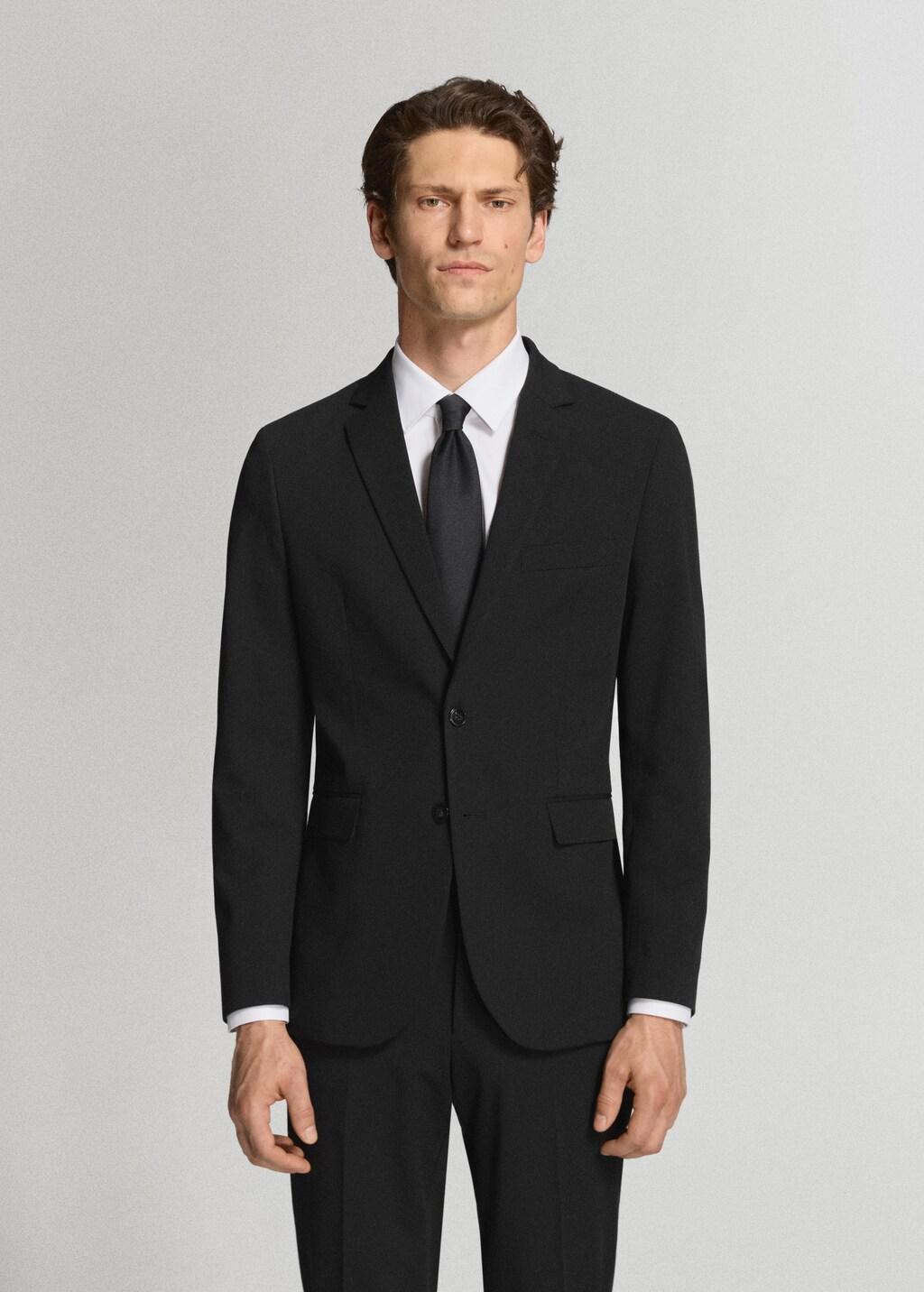 Black Super Slim-Fit Suit Jacket In Stretch Fabric, Black, large image number 3