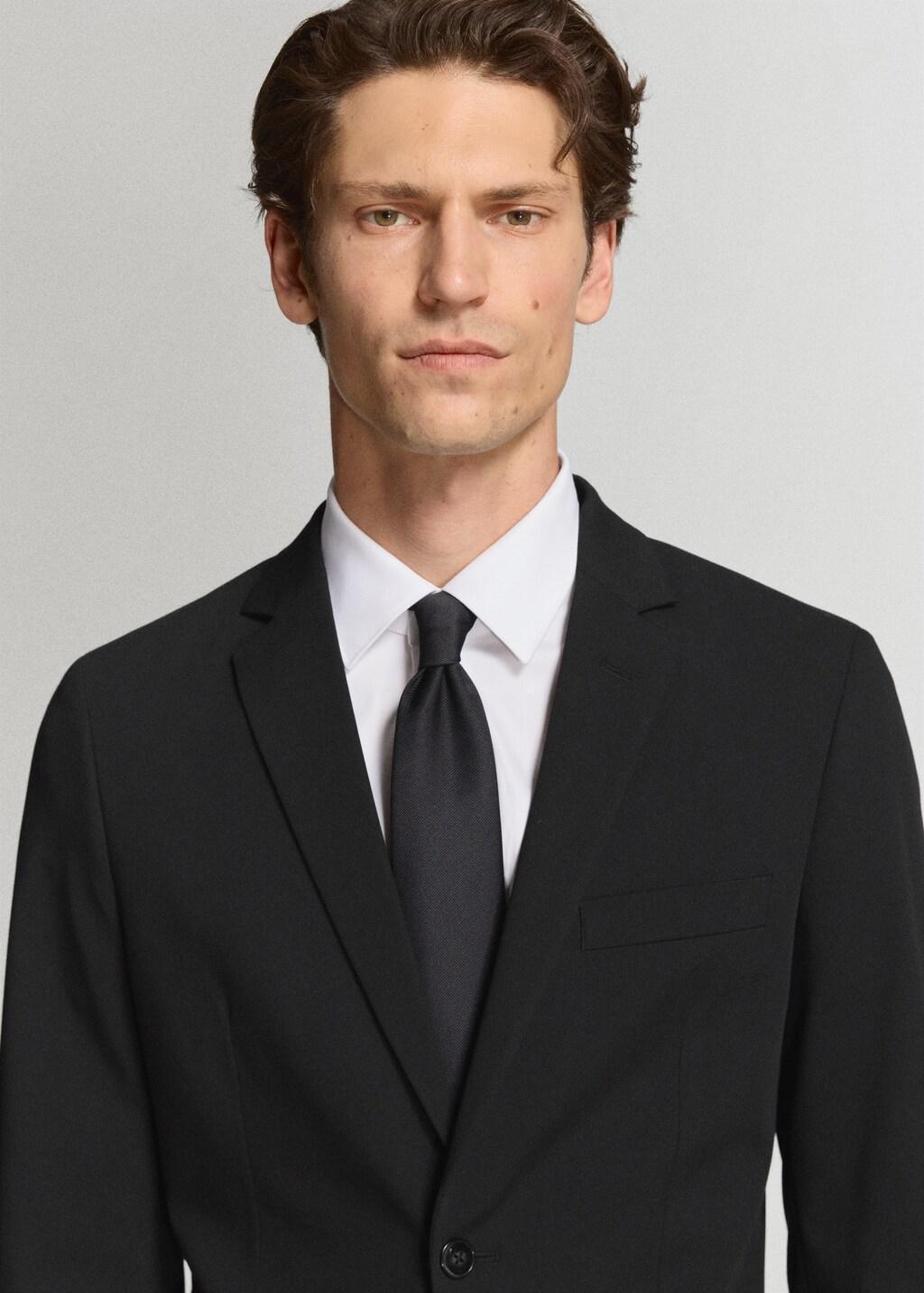 Black Super Slim-Fit Suit Jacket In Stretch Fabric, Black, large image number 4