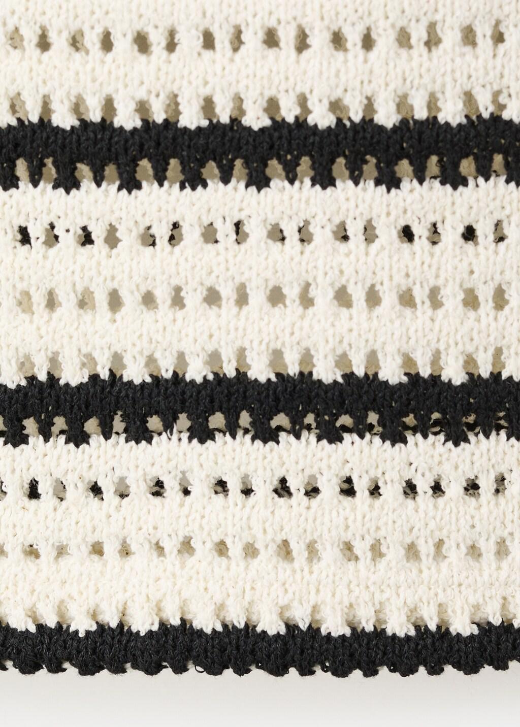 White Striped Crochet Polo, Natural White, large image number 5