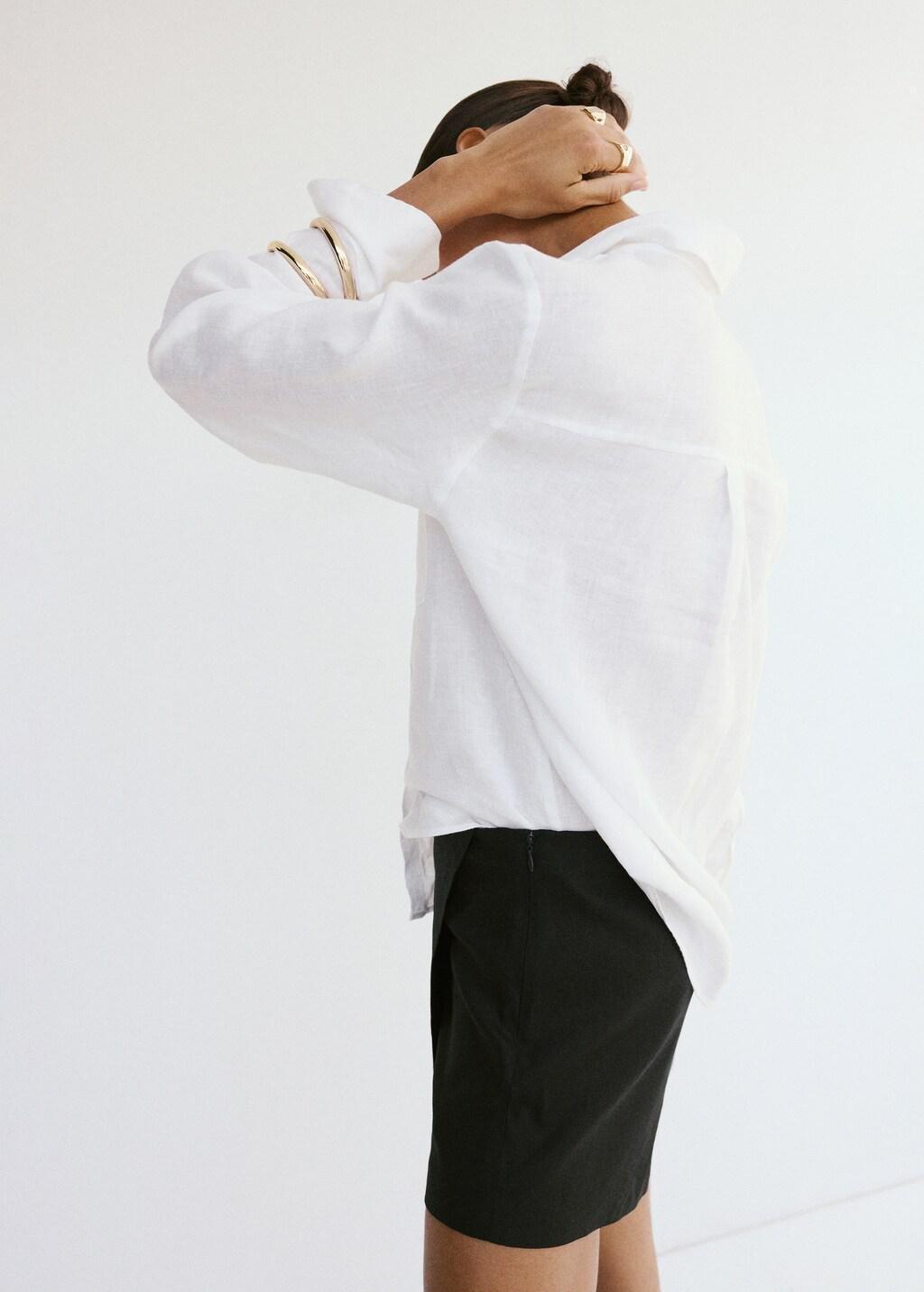 White Pocket Linen Shirt, Natural White, large image number 3