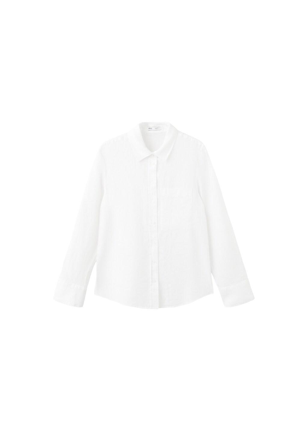White Pocket Linen Shirt, Natural White, large image number 6