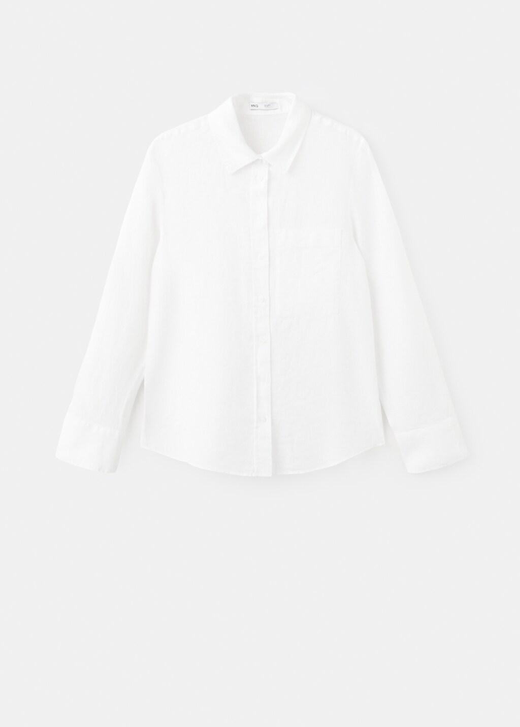 White Pocket Linen Shirt, Natural White, large image number 7