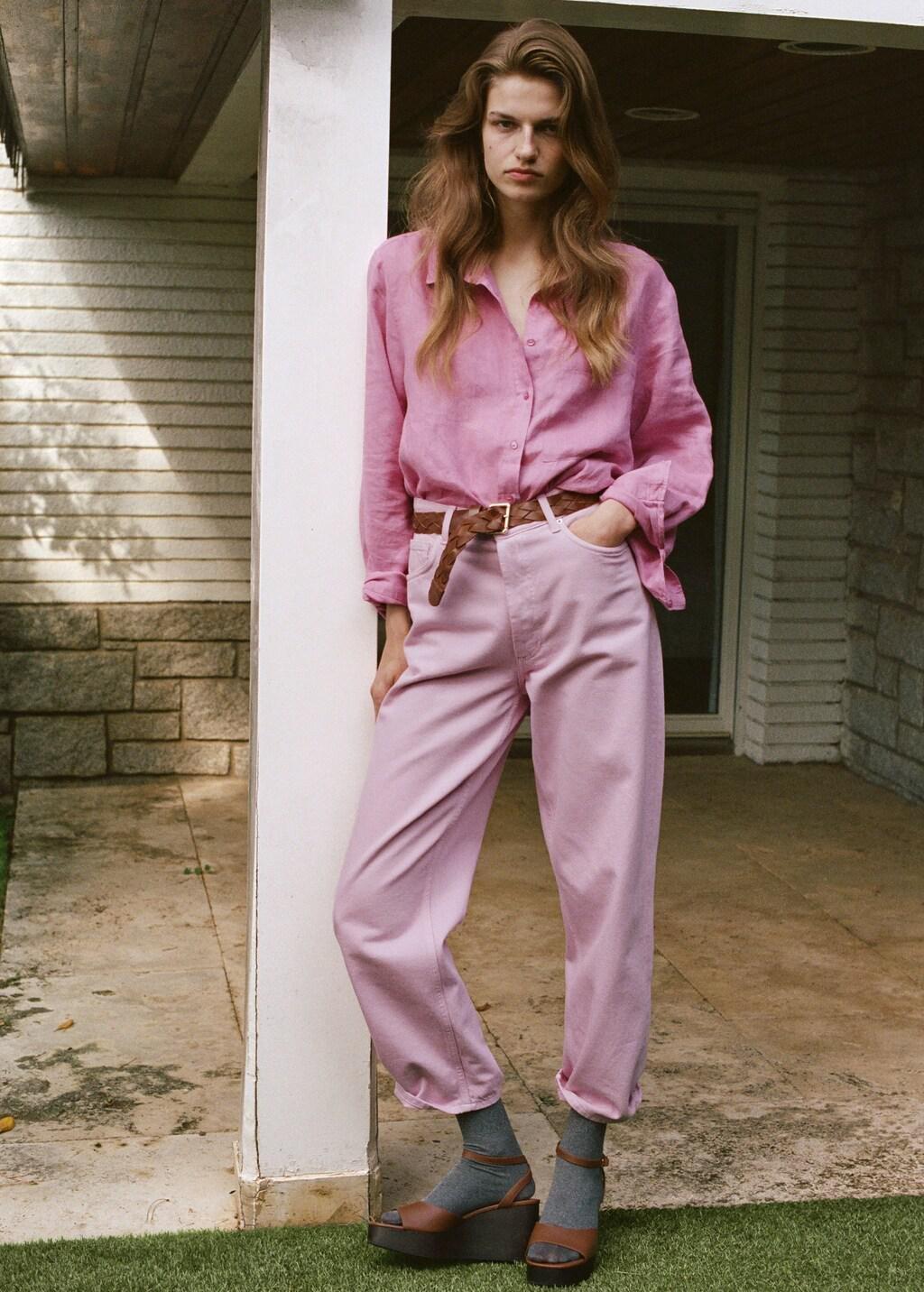 Pink Pocket Linen Shirt, Pink, large image number 0