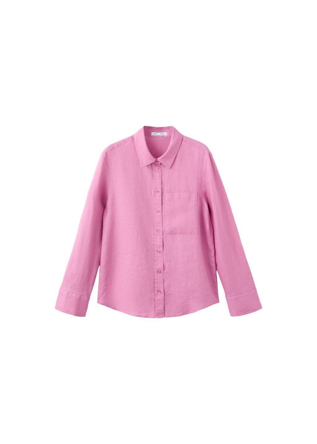 Pink Pocket Linen Shirt, Pink, large image number 5
