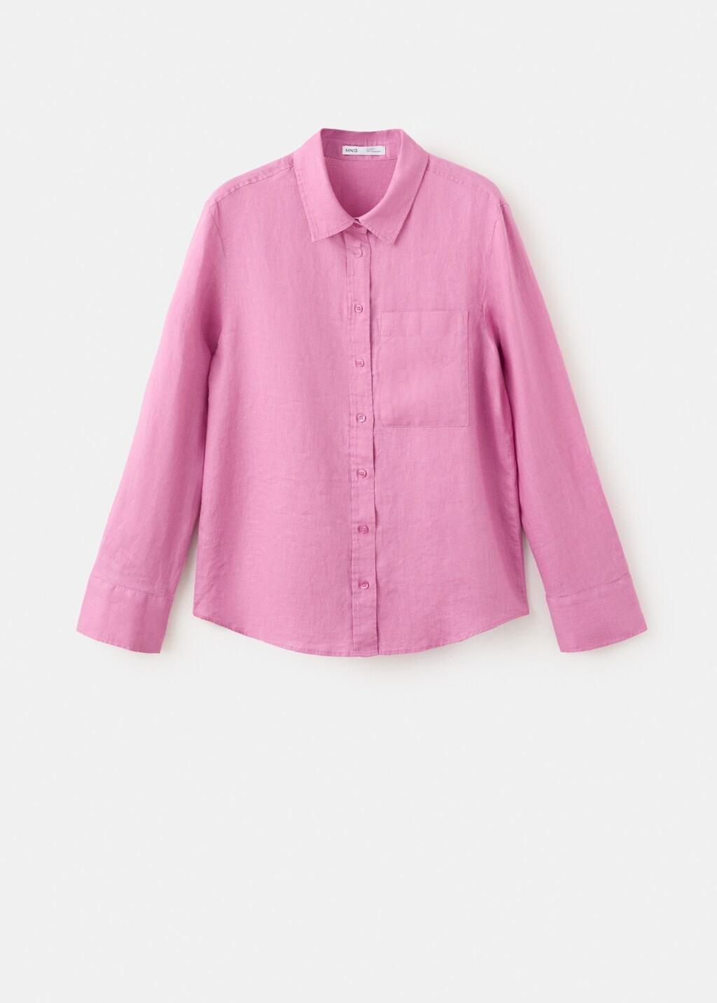 Pink Pocket Linen Shirt, Pink, large image number 6