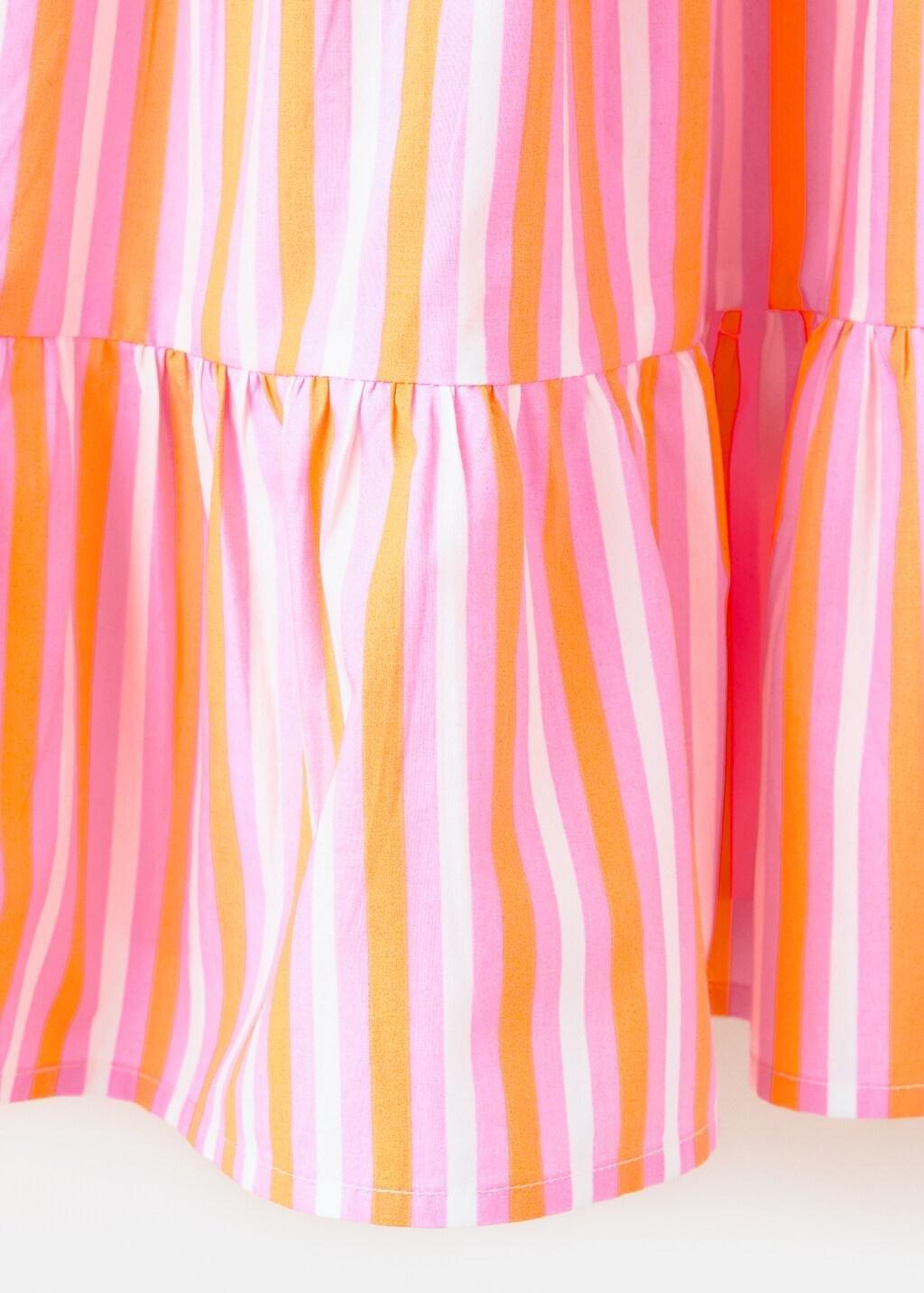 Orange Halter Cotton Stripe Dress, Kids Girls, Orange, medium