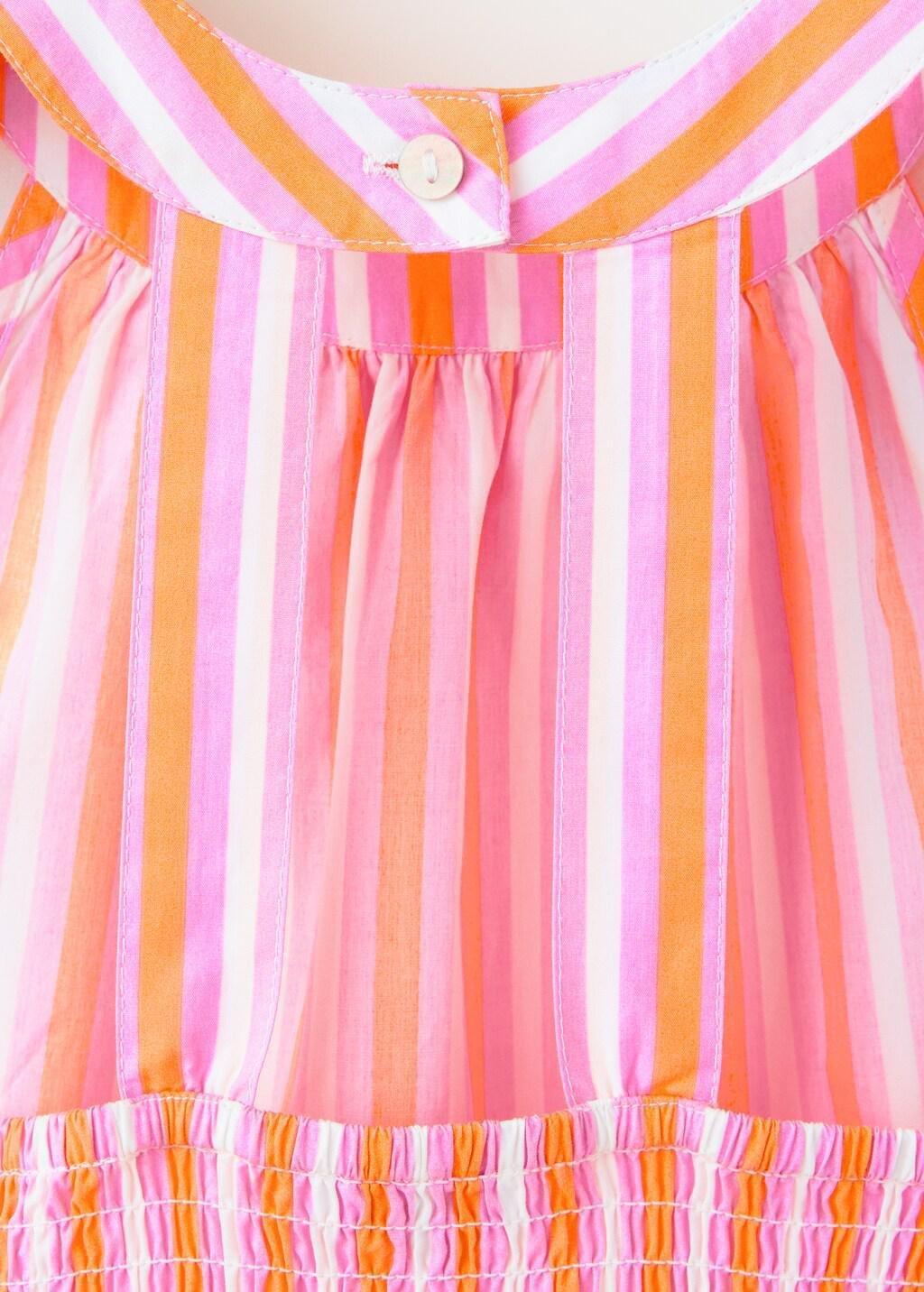Orange Halter Cotton Stripe Dress, Kids Girls, Orange, large image number 3