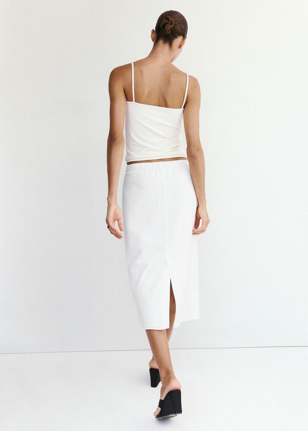 WHITE Linen skirt with floral embroidery, White, large image number 2