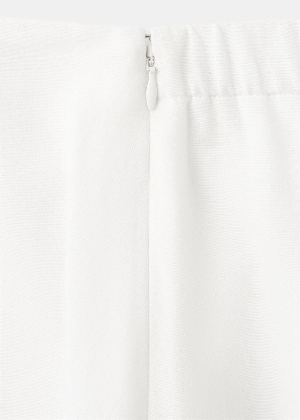 WHITE Linen skirt with floral embroidery, White, large image number 5