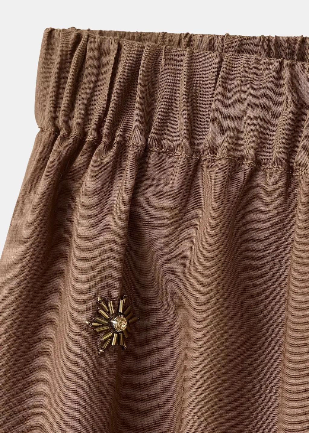 Brown Balloon Trousers With Embroidered Applique, Brown, large image number 3