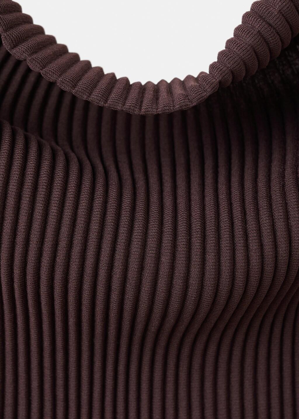 Brown Textured Top With Bead Detail On The Back, Dark Brown, large image number 1