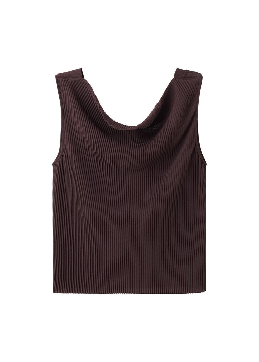 Brown Textured Top With Bead Detail On The Back, Dark Brown, large image number 5