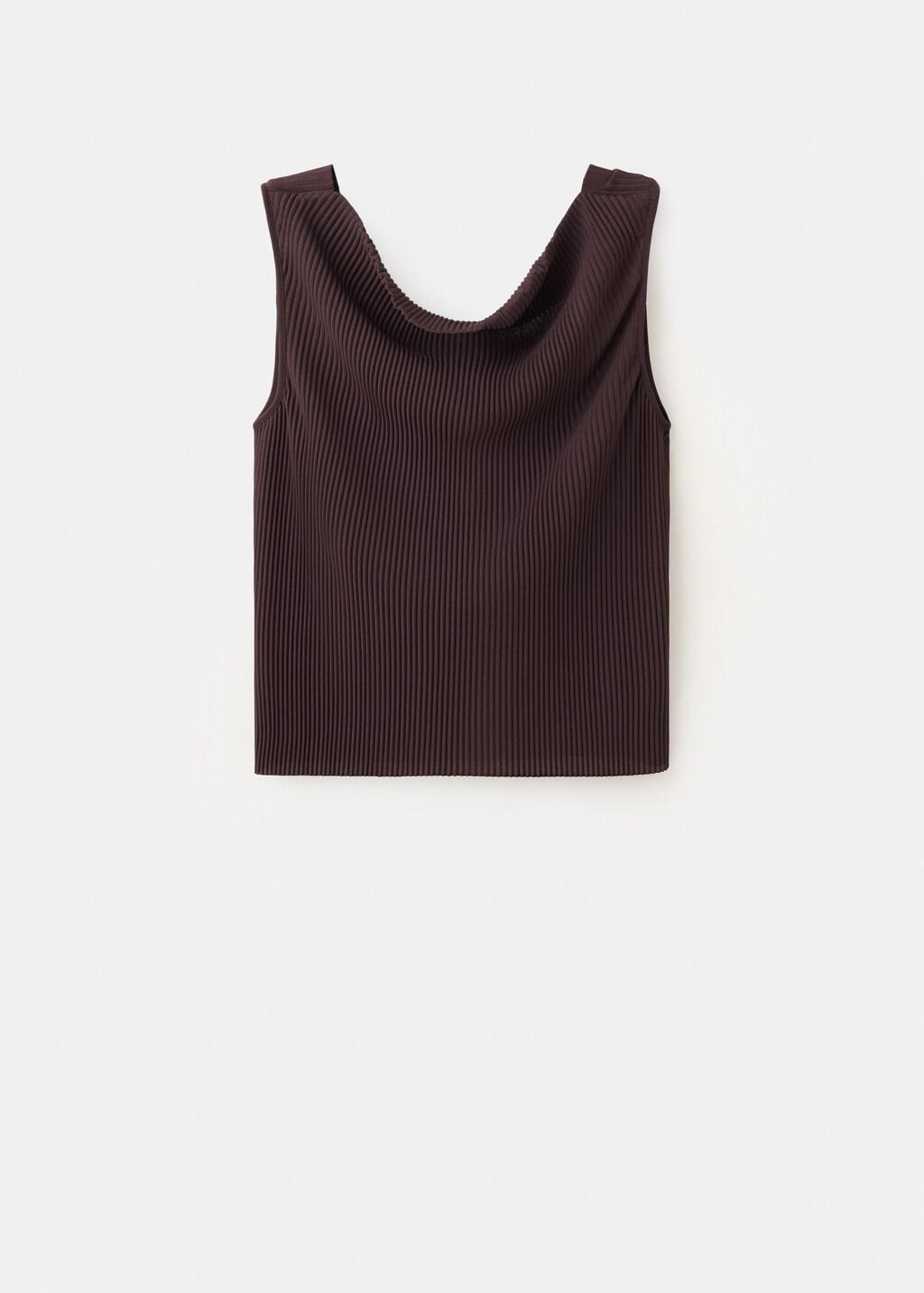 Brown Textured Top With Bead Detail On The Back, Dark Brown, large image number 6