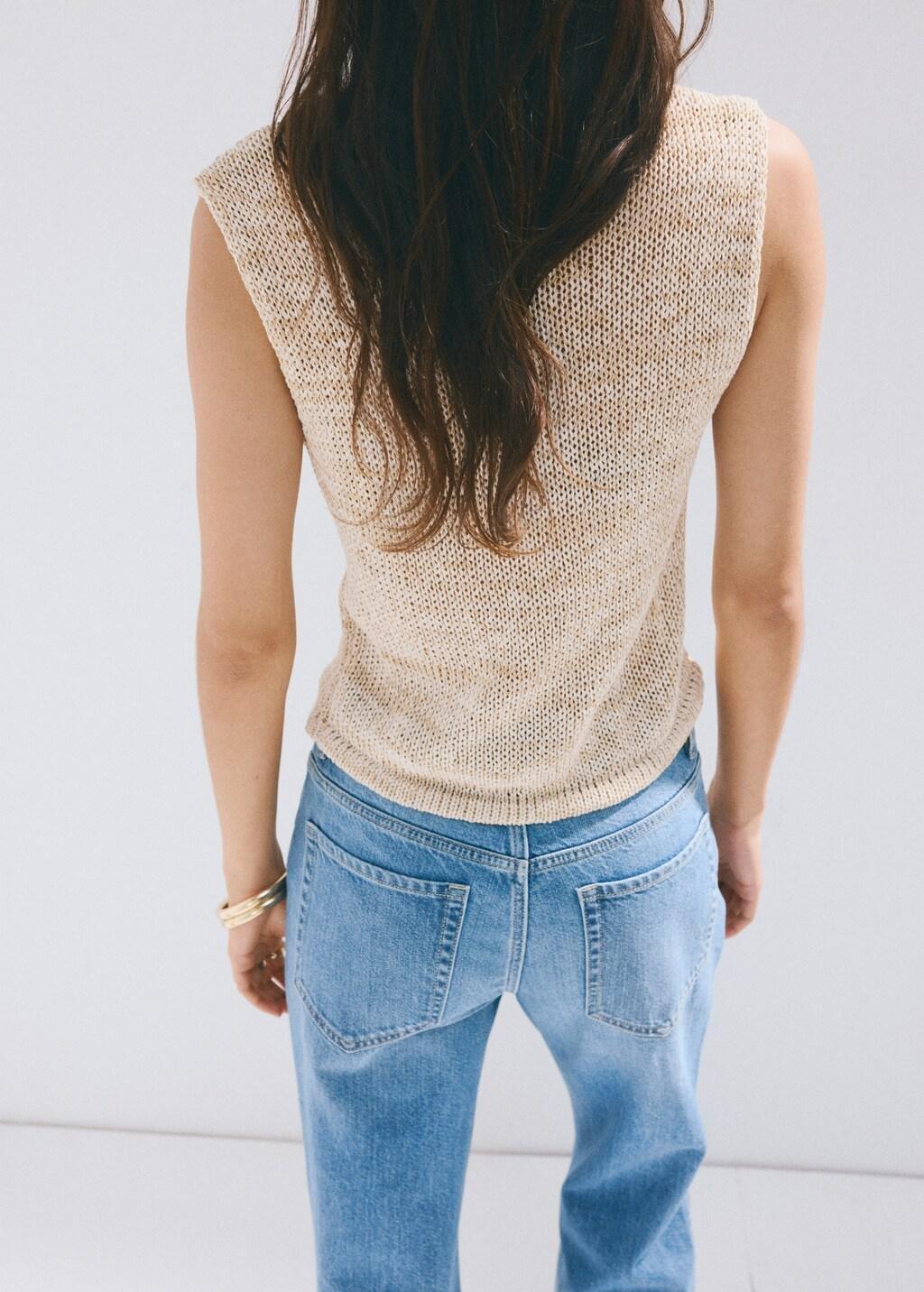 Beige Buttoned Marl Knit Gilet, Light Beige, large image number 2