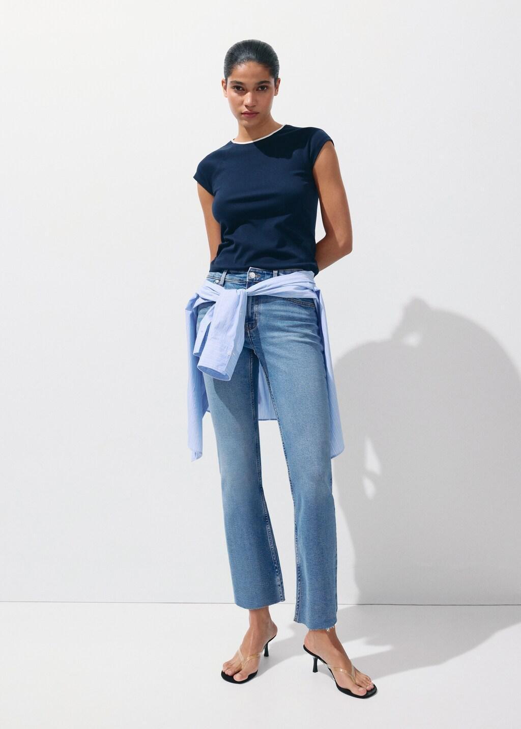 Blue Sienna Flared Cropped Jeans, Open Blue, medium