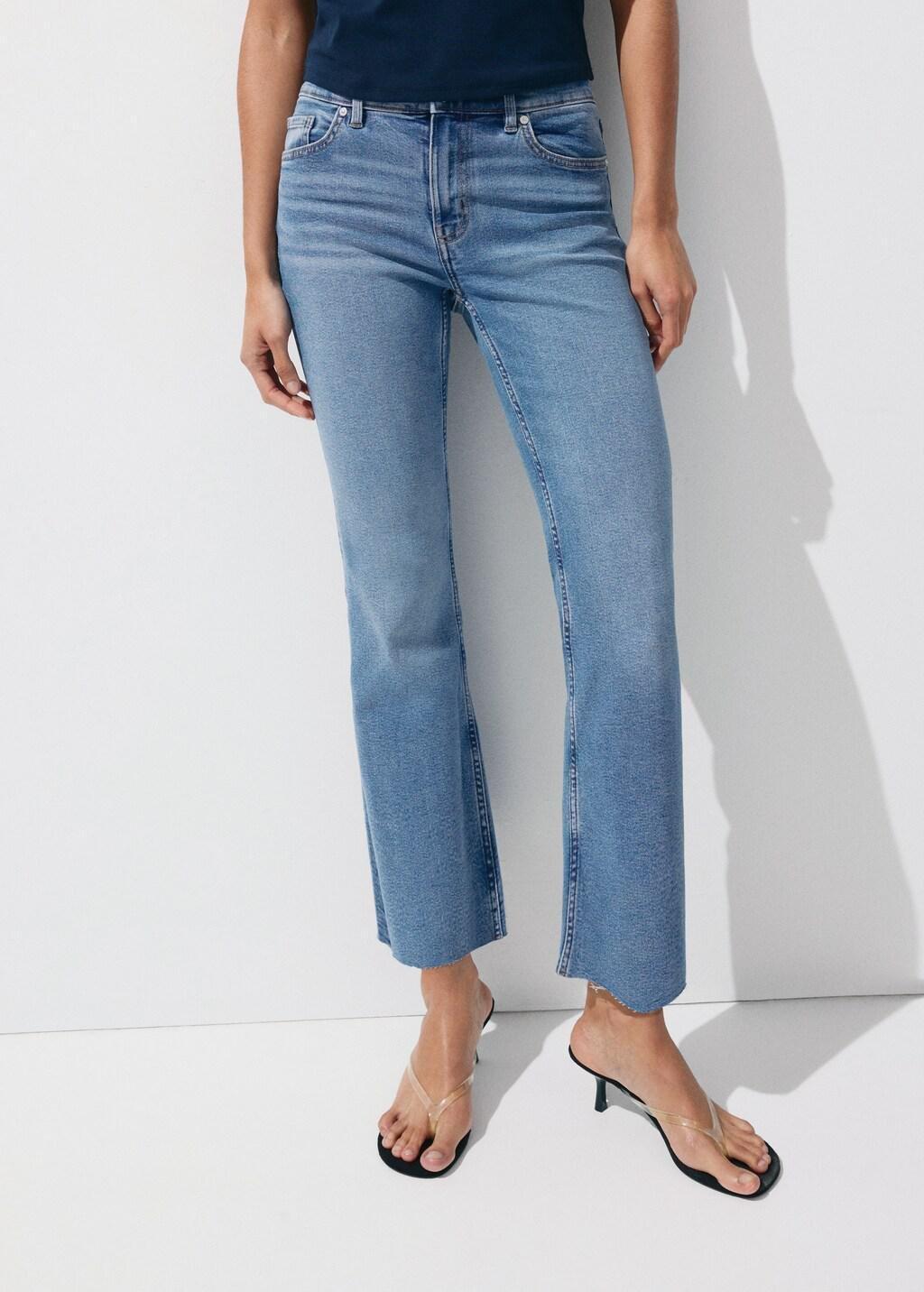 Blue Sienna Flared Cropped Jeans, Open Blue, large image number 3