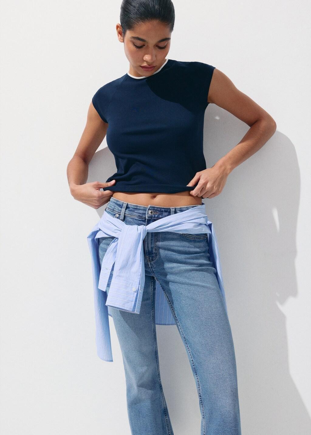 Blue Sienna Flared Cropped Jeans, Open Blue, large image number 4
