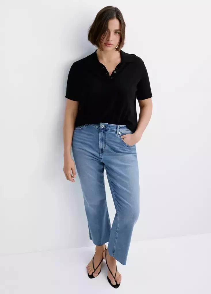 Blue Sienna Flared Cropped Jeans, Open Blue, large image number 12