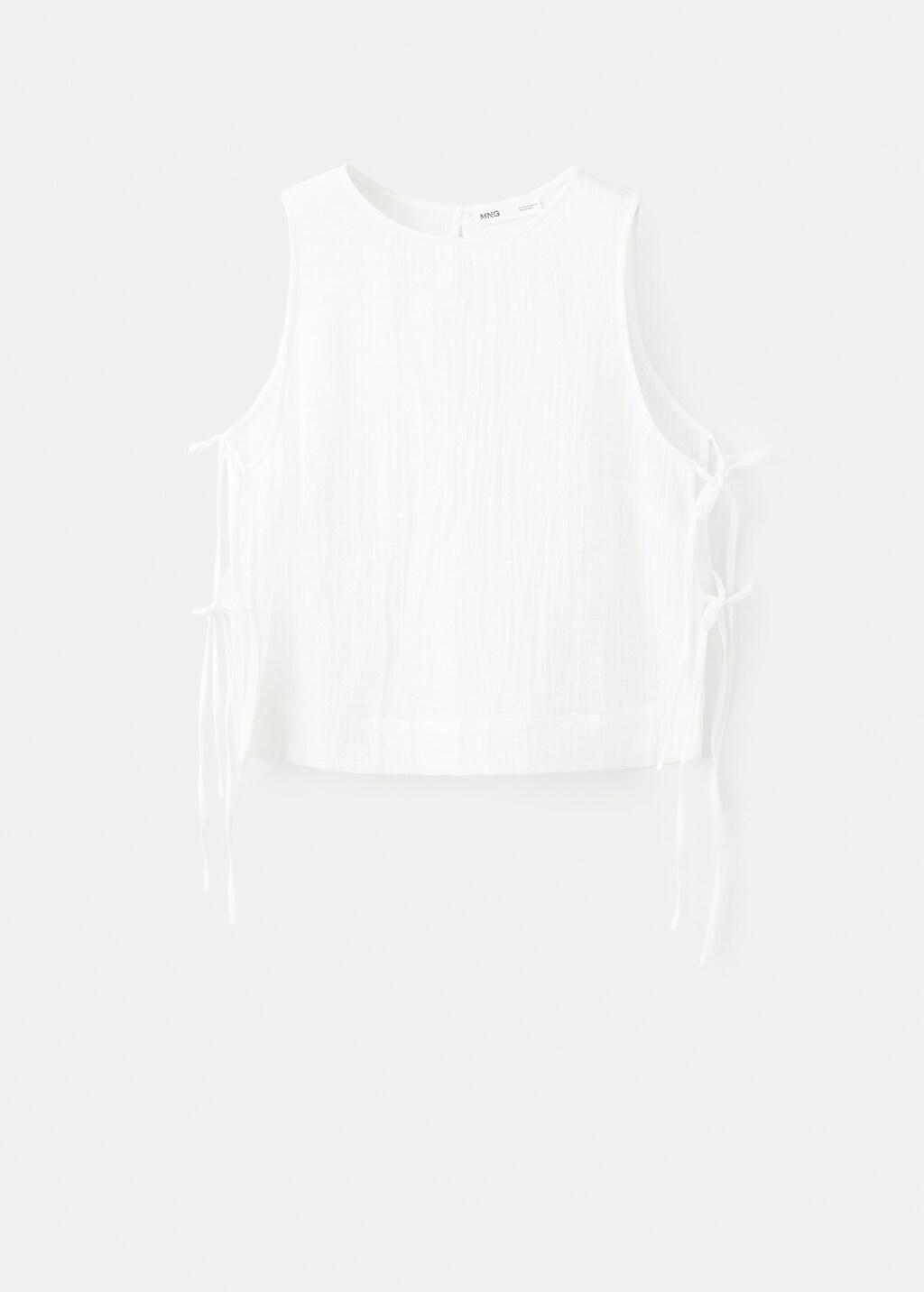 White Bambula Tie Top, White, large image number 7