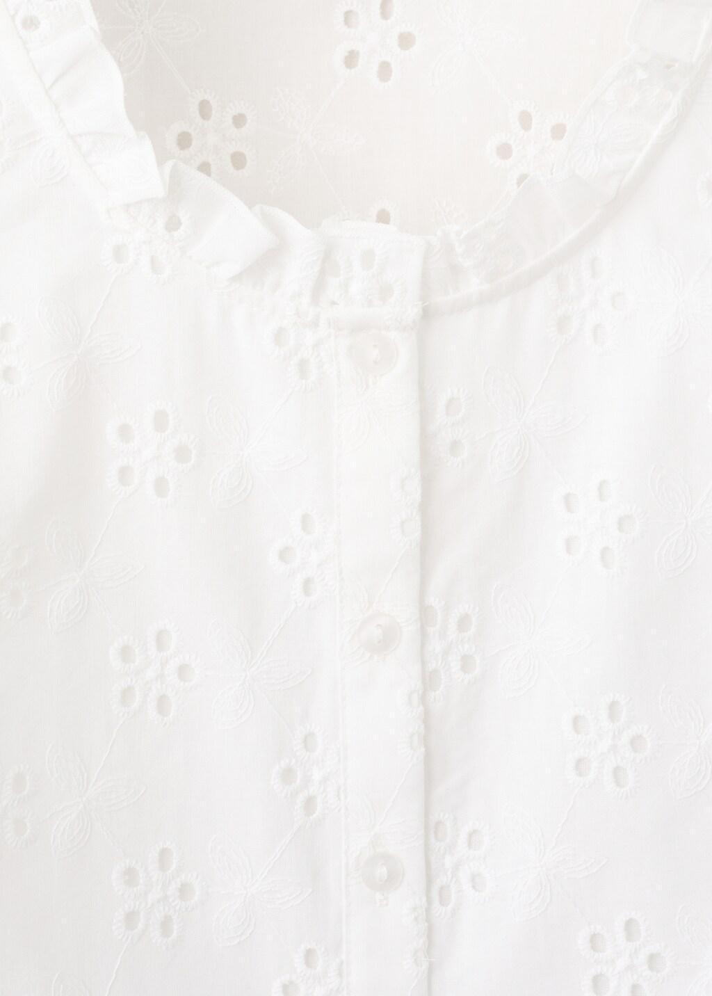 White Cotton Blouse With Broderie Anglaise Embroidery, Natural White, large image number 1