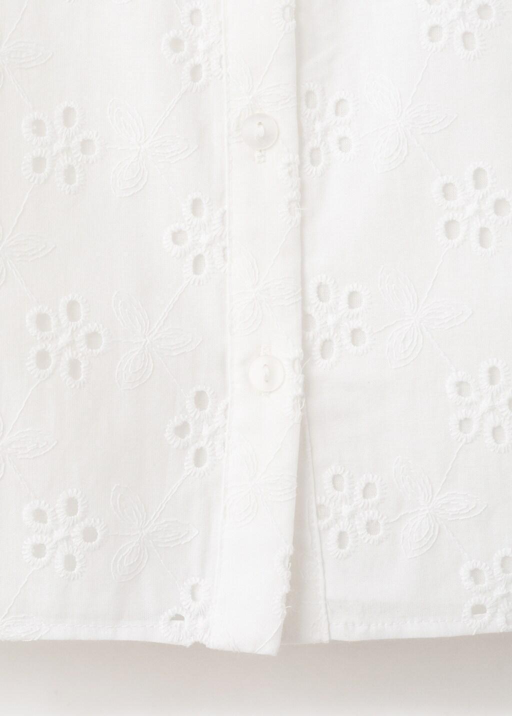 White Cotton Blouse With Broderie Anglaise Embroidery, Natural White, large image number 5