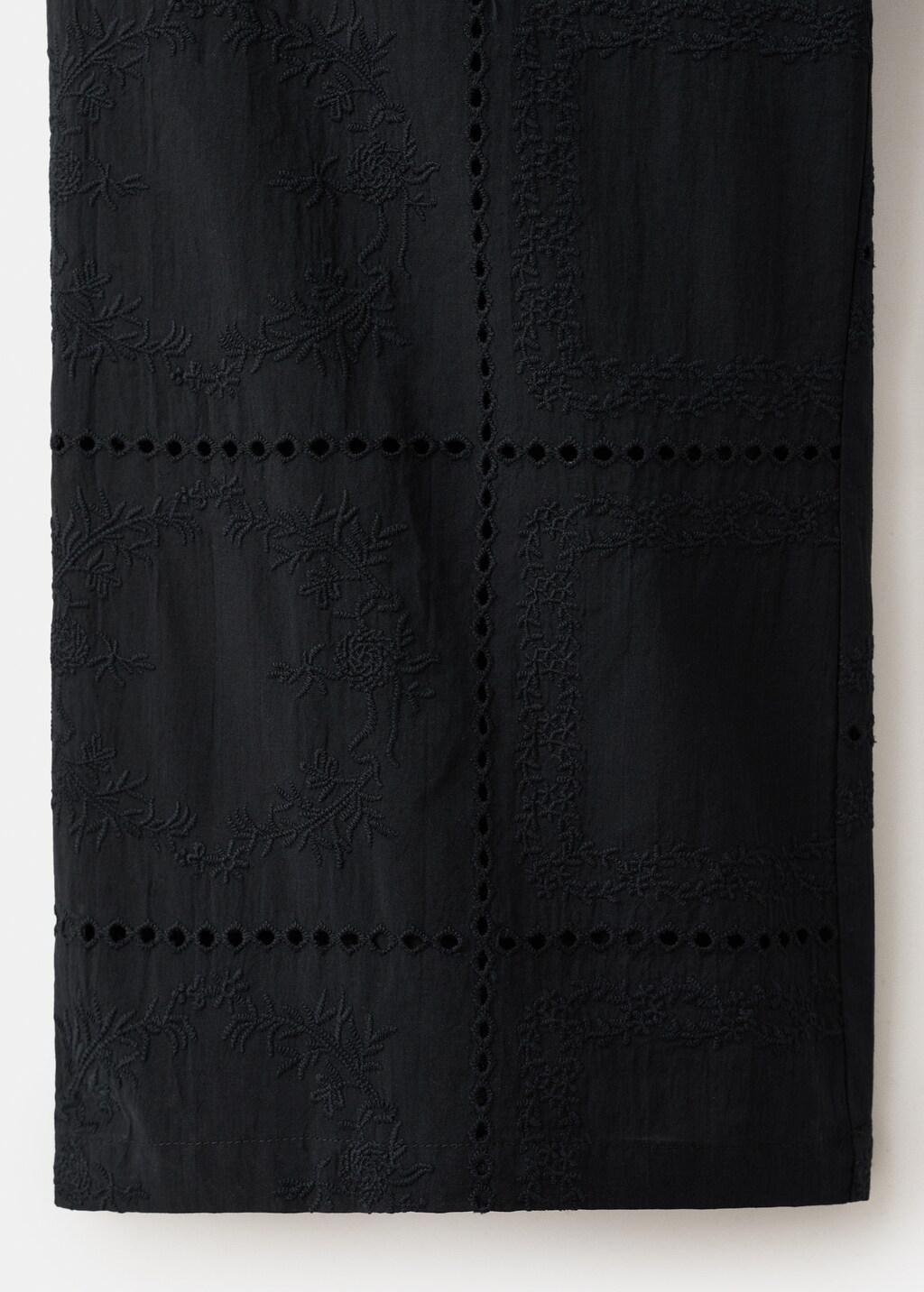 Black Broderie Anglaise Cotton Trousers, Black, large image number 5