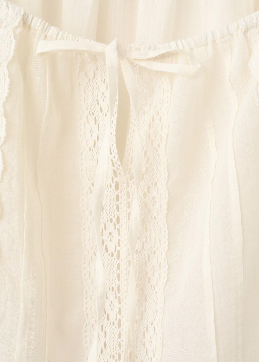 Beige Cotton Lace Blouse, Light Beige, large image number 1