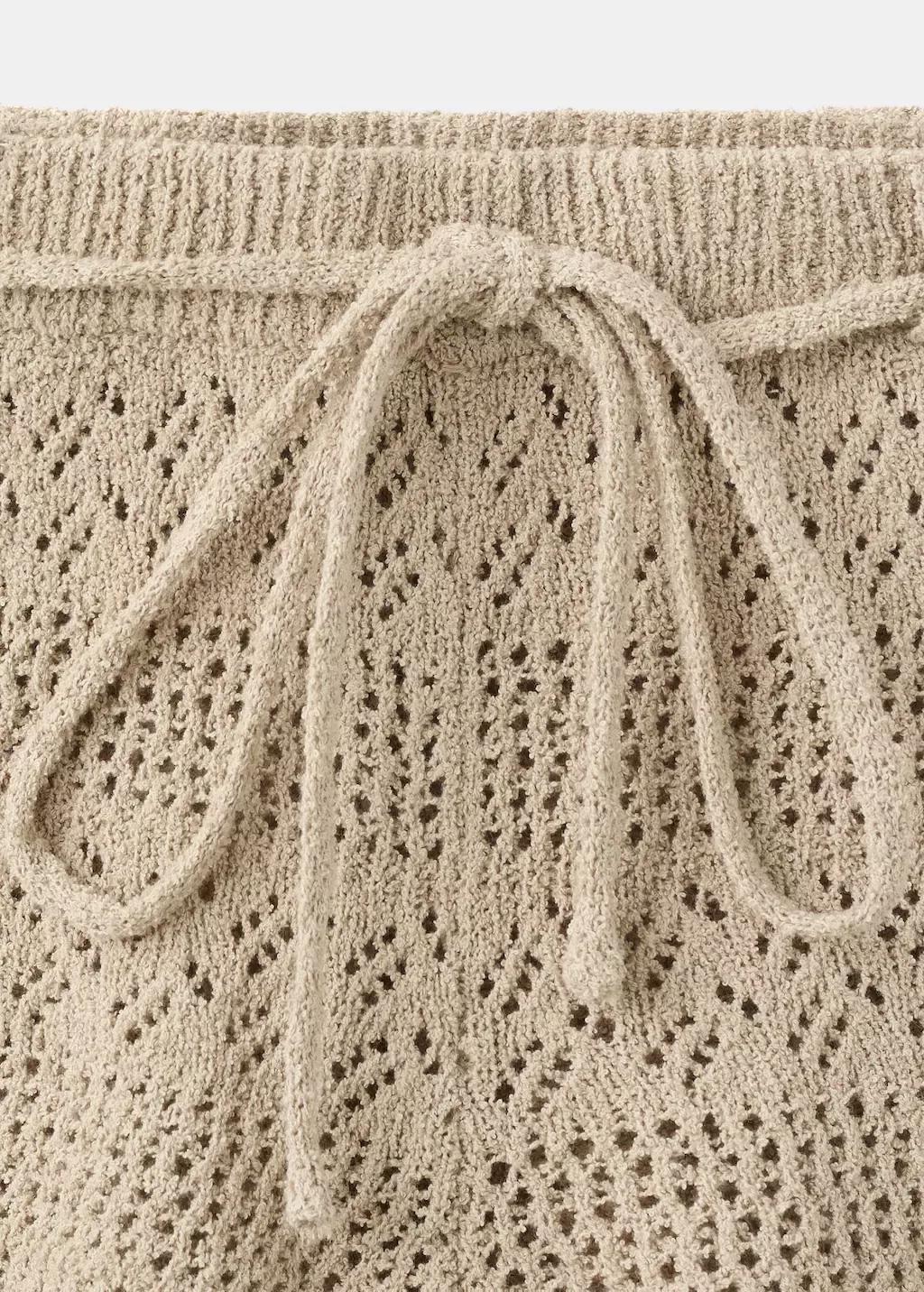 Brown Lt Pastel Crochet Shorts With Belt, Light Pastel Brown, large image number 1