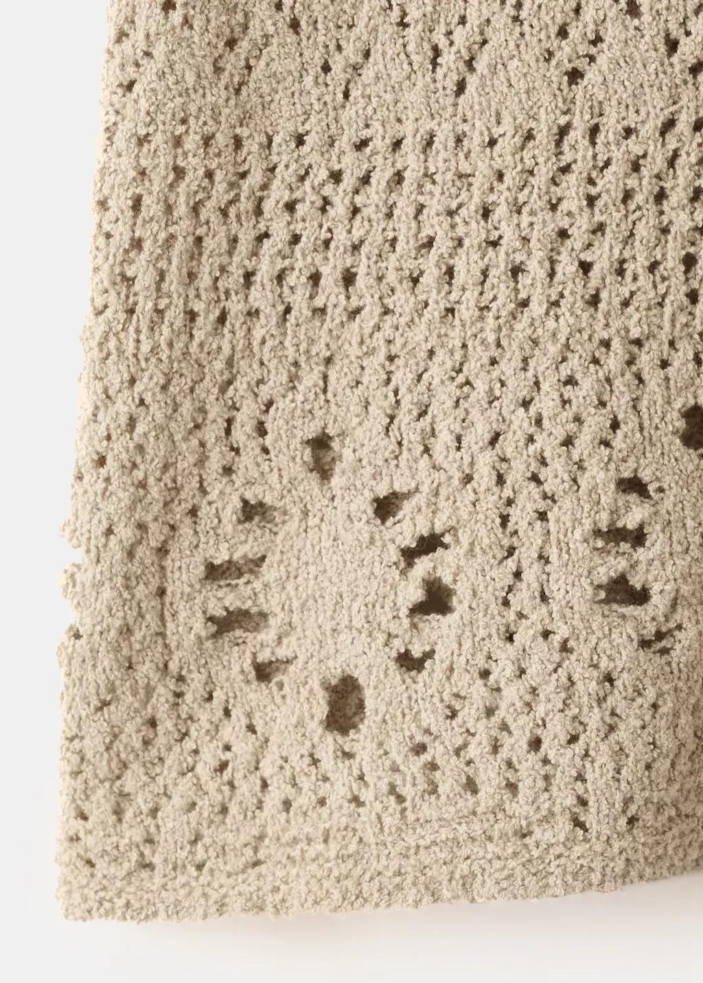 Brown Lt Pastel Crochet Shorts With Belt, Light Pastel Brown, large image number 5