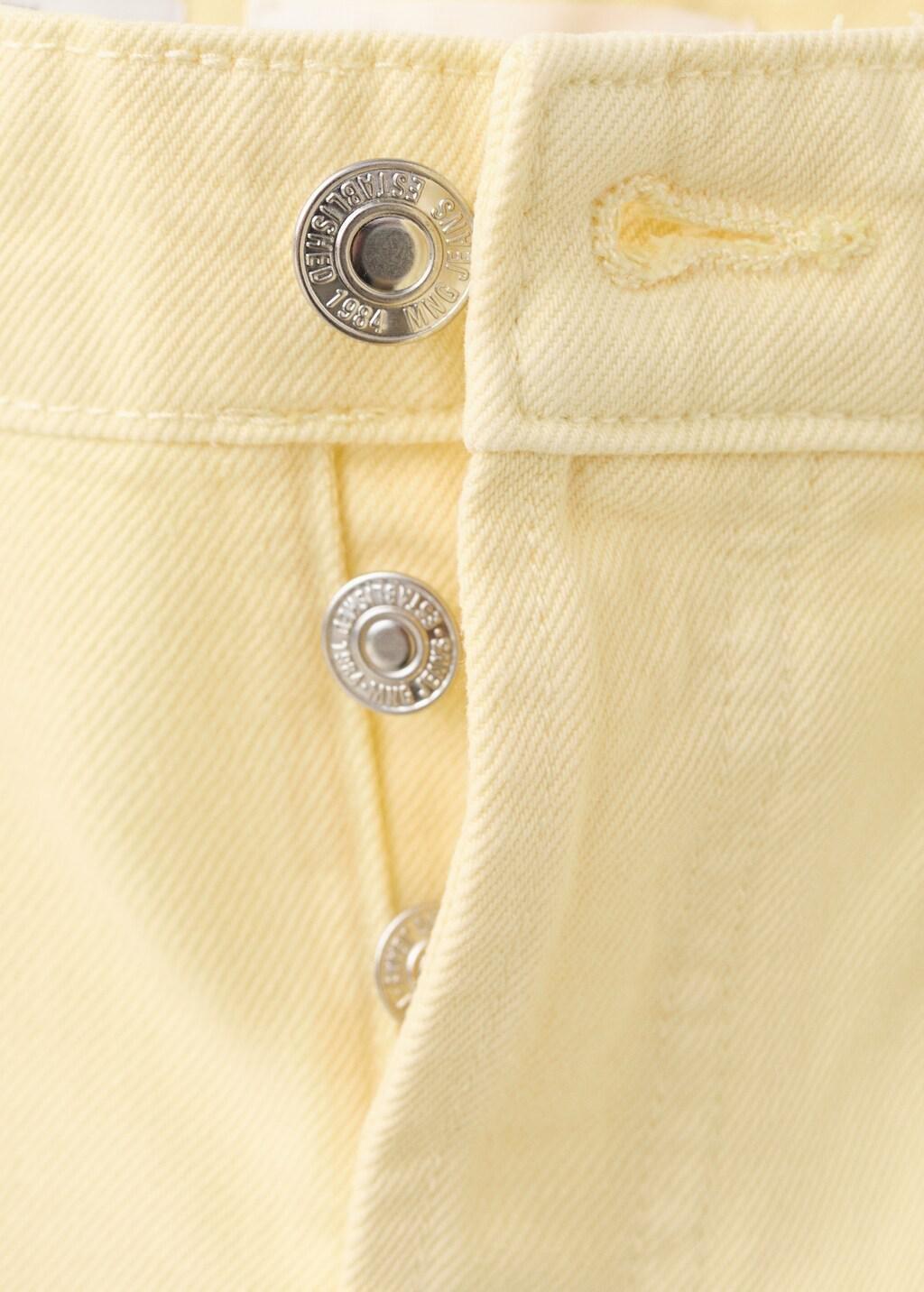 Yellow Denim Shorts With Frayed Hem, Yellow, large image number 1