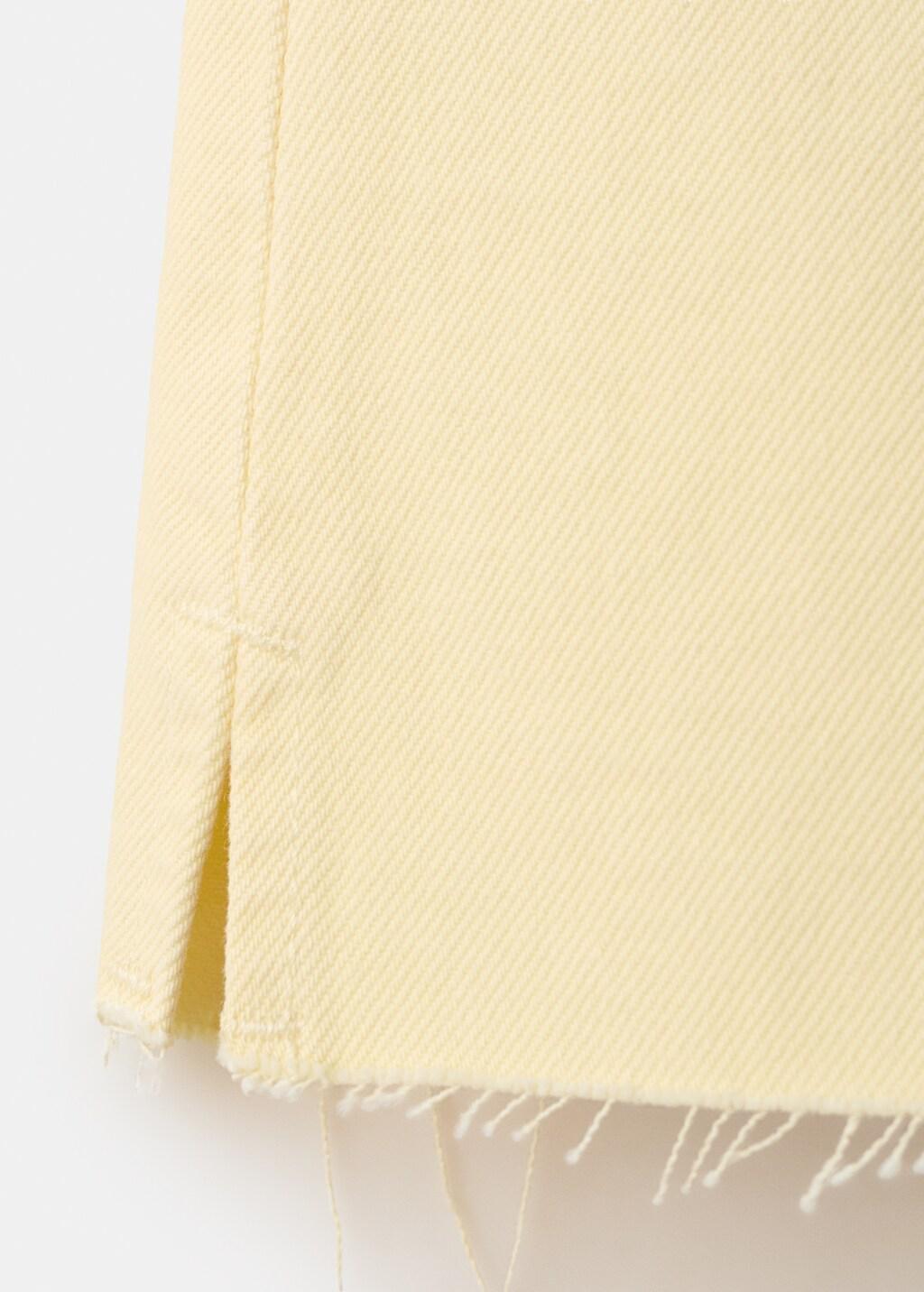 Yellow Denim Shorts With Frayed Hem, Yellow, large image number 4