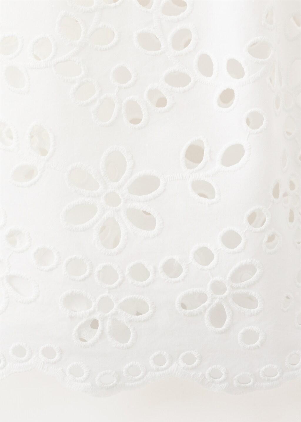 White Midi Skirt With Embroidered Details, Natural White, large image number 1