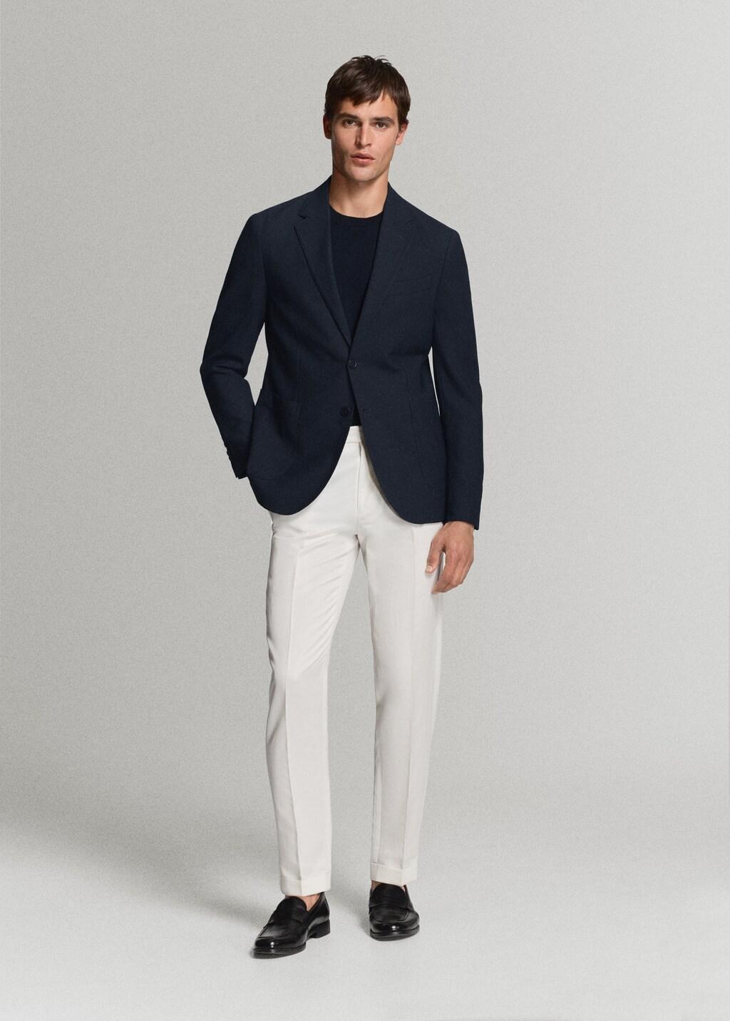 Blue Slim-Fit Jacket With Pockets, Navy, large image number 0