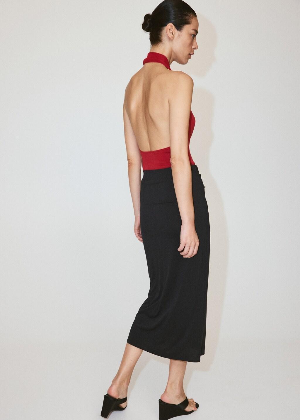 Grey Ruched Fitted Skirt, Charcoal, large image number 2