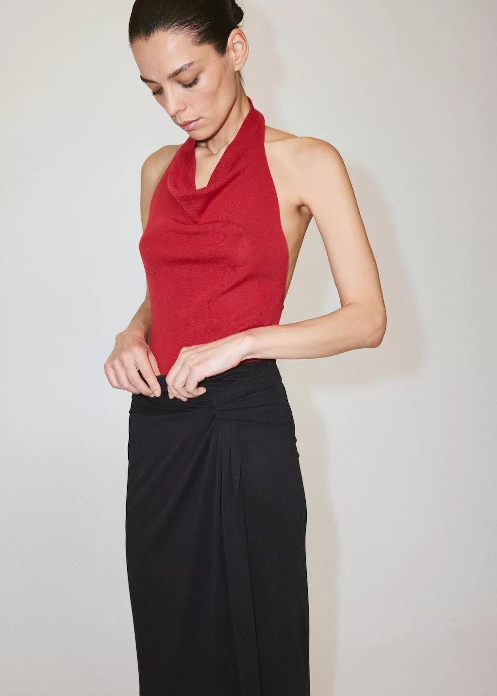 Grey Ruched Fitted Skirt, Charcoal, large image number 4