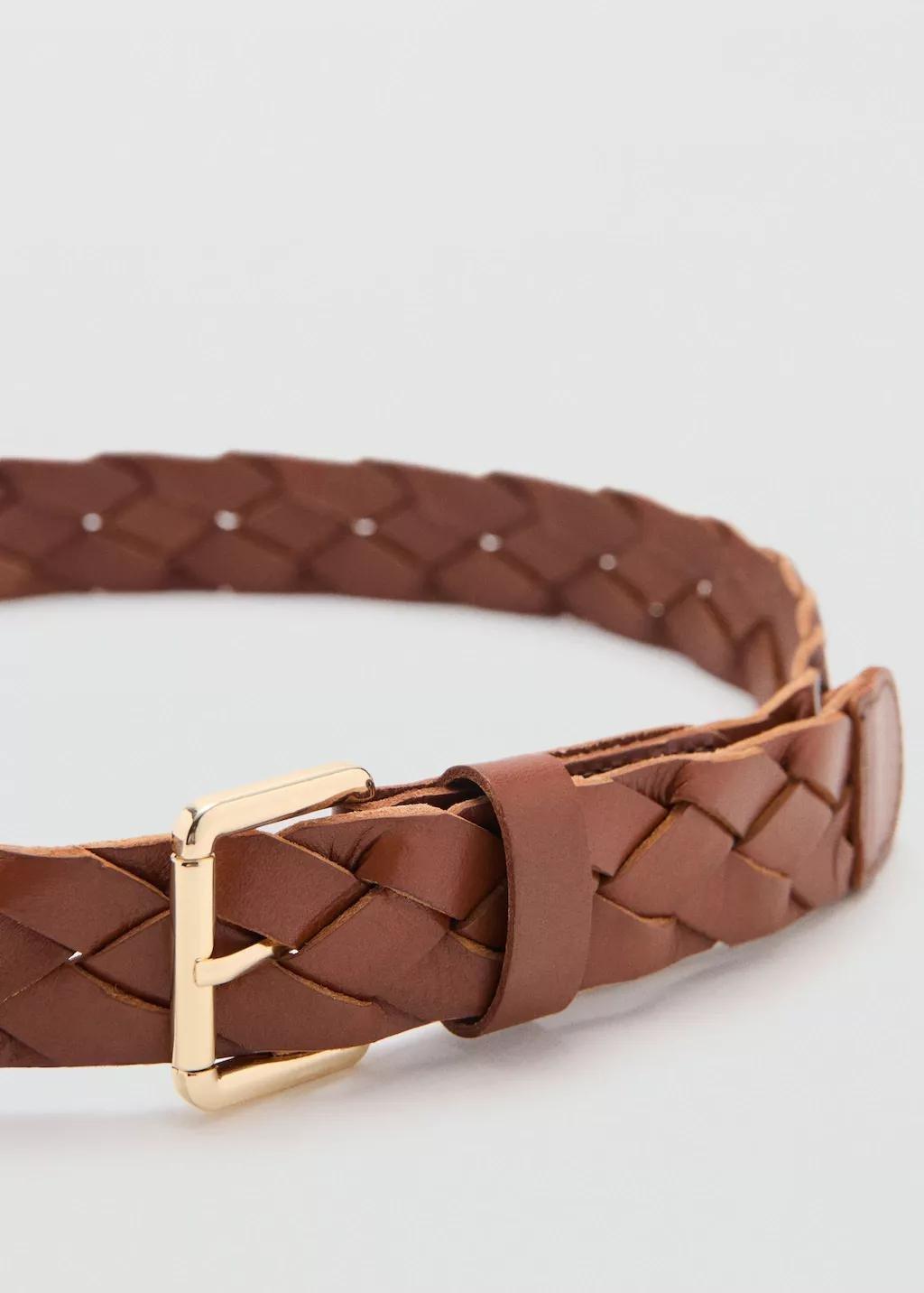 Brown Braided Leather Belt, 0201_30, large image number 1
