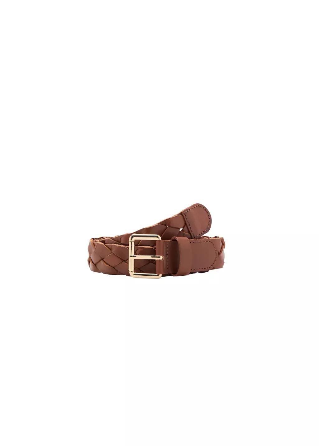 Brown Braided Leather Belt, 0201_30, large image number 3