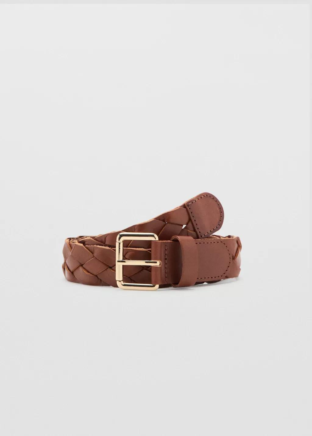 Brown Braided Leather Belt, 0201_30, large image number 4