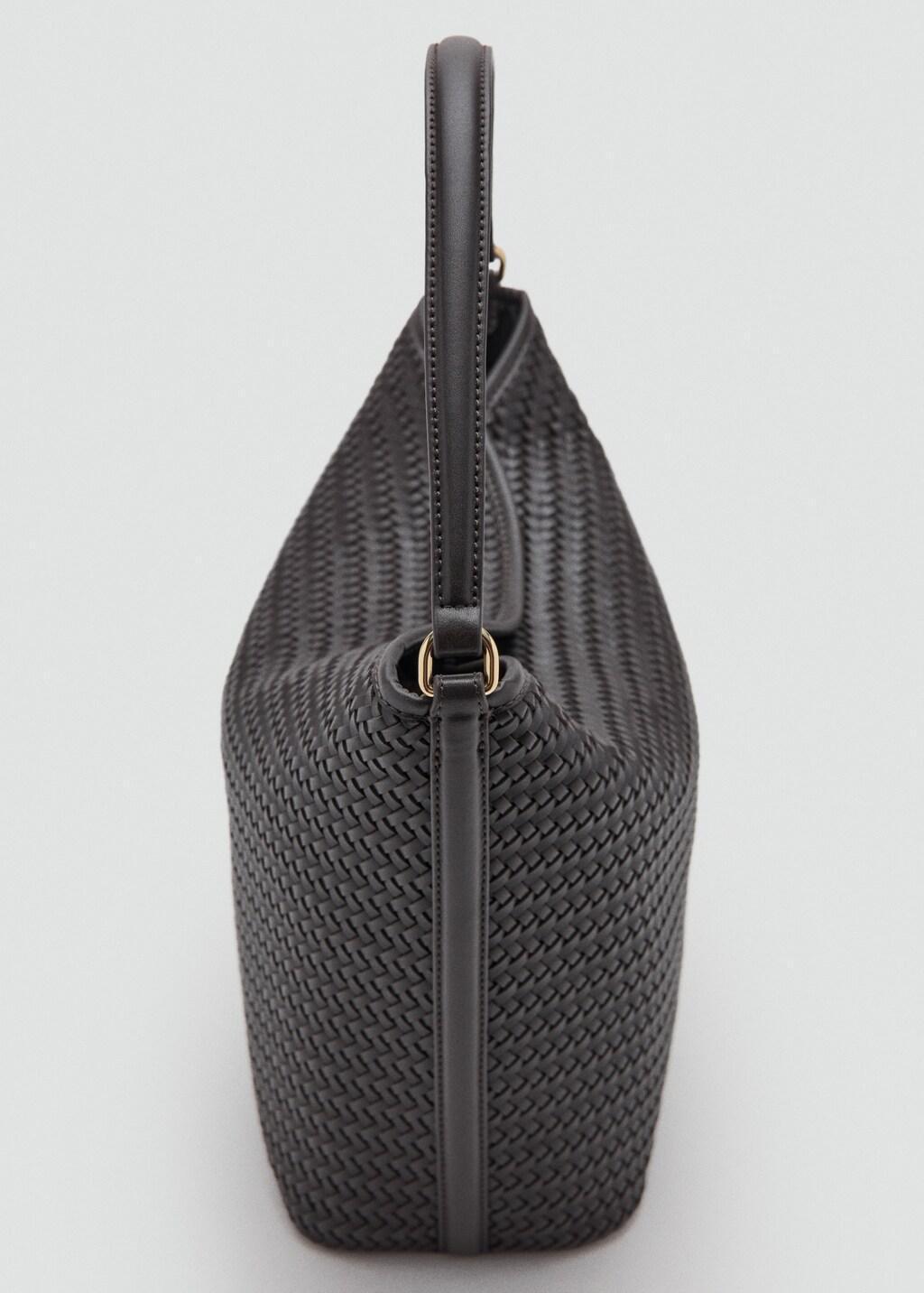 Brown Braided Shoulder Bucket Bag, Dark Brown, large image number 2